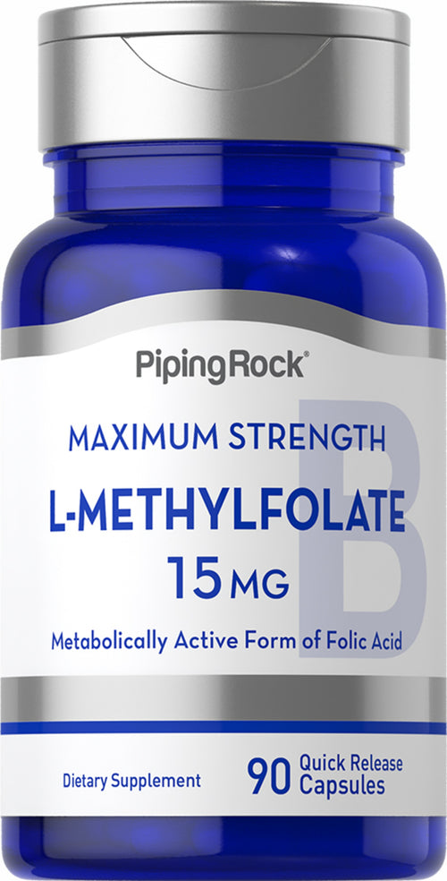 Comprimidos de L-metilfolato, 1000 mcg 15 mg 90 Cápsulas de liberación rápida     
