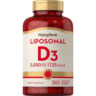 Liposomaalinen D3-vitamiini 5,000 IU 365 Pikaliukenevat geelit     