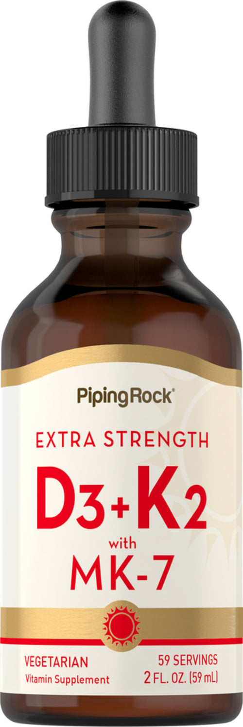 Extra erős D3 és K-2 vitamin 2 fl oz 59 ml Cseppentőpalack    