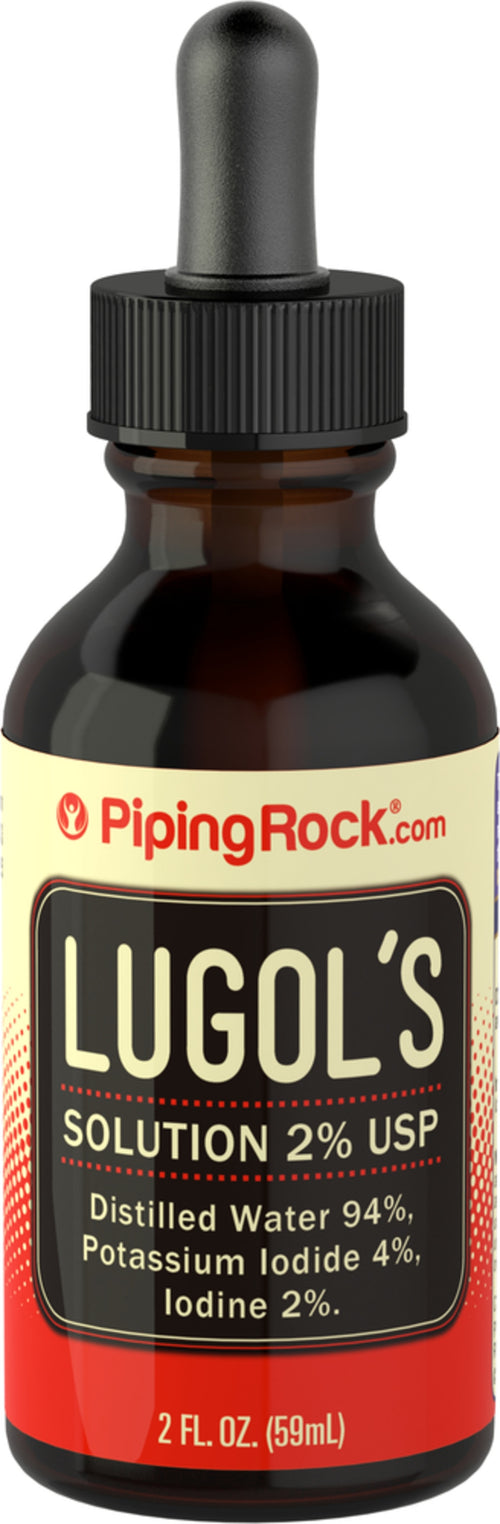 Soluté de Lugol iodé (2 %) 2 onces liquides 59 mL Compte-gouttes en verre    
