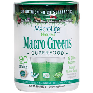 Poudre superaliment Macro Greens 30 once 850 g Bouteille    
