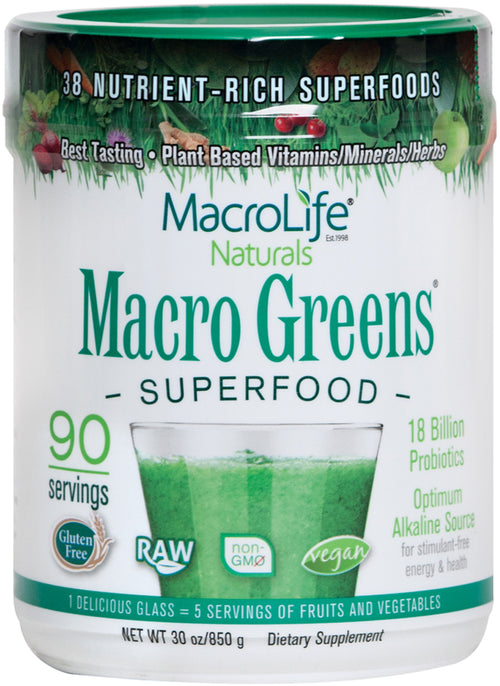 Macro Greens szuperételpor 30 oz 850 g Palack    