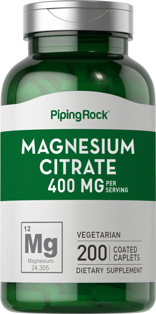 Magnesium Citrate, 400 mg (per serving), 200 Coated Caplets Bottle