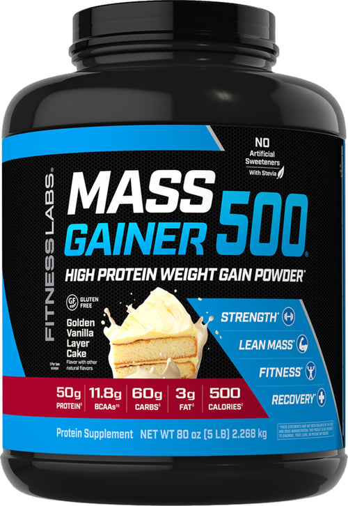 Гейнер 500 для набора мышечной массы (натуральный ванильный вкус) 5 фунт 2.268 кг Флакон    