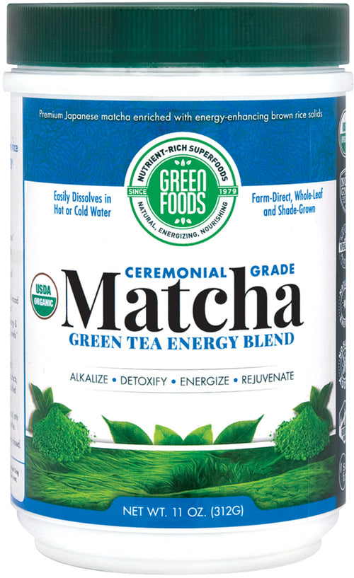 Matcha grøn te energiblandingspulver 11 oz 312 g Flaske    