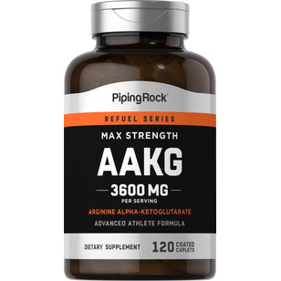 Max Strength AAKG Arginine Alpha-Ketoglutarate (Nitric Oxide Enhancer), 3600 mg (per serving), 120 Coated Caplets Bottle