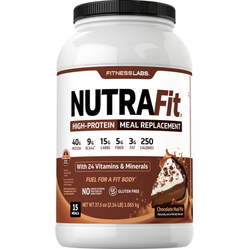 Shake de Reposição Alimentar NutraFit (chocolate preto) 2.34 lb 1.065 Kg Frasco    