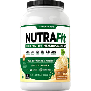 Shake de Reposição Alimentar NutraFit (baunilha natural) 2.28 lb 1.035 Kg Frasco    