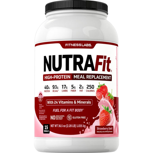 Shake substitut de repas NutraFit (arôme délices de fraises) 2.28 lbs 1.035 kg Bouteille    