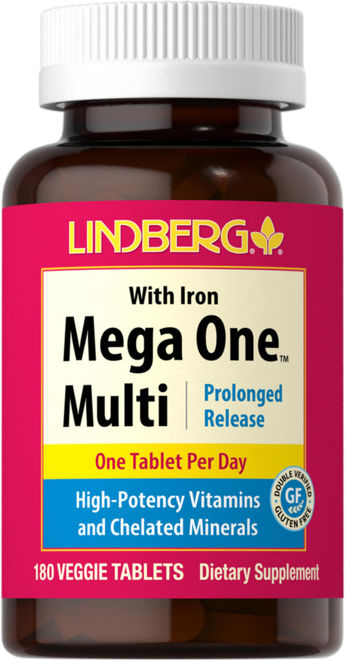 Mega One マルチ鉄分配合（持続性） 180 ベジタリアン錠剤       