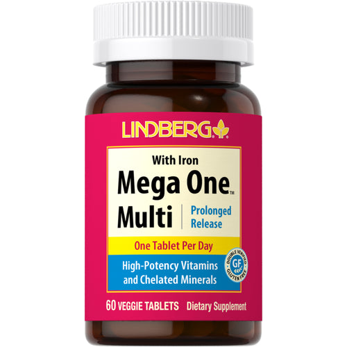 Multivitaminas Mega One con hierro (efecto prolongado) 60 Tabletas vegetarianas       