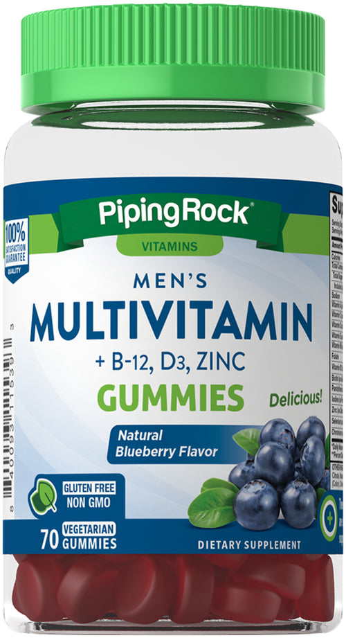 남성용 멀티비타민 + B-12 D3 및 아연 젤리(천연 베리맛) 70 식물성 젤리       