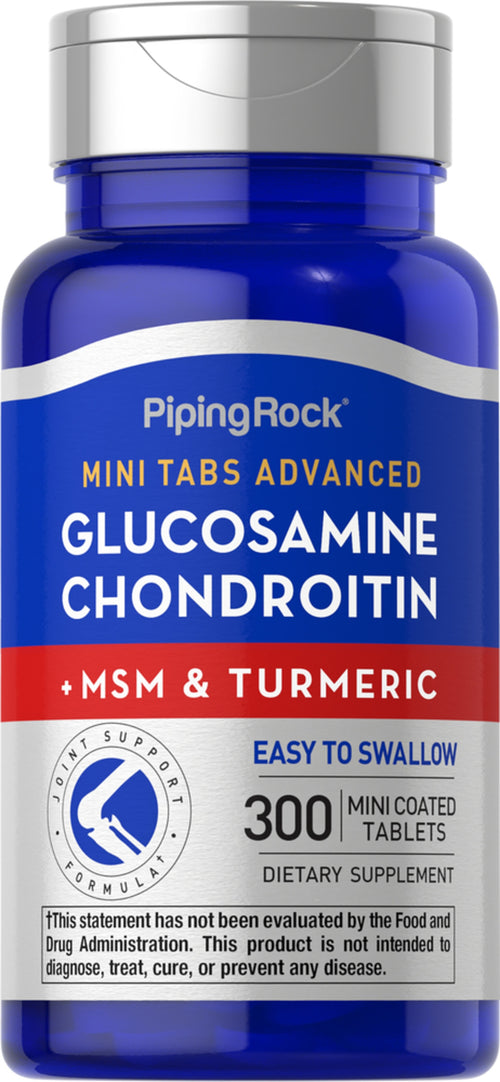 Mini Tabs Advanced Glucosamine Chondroitin MSM Plus Turmeric, 300 Mini Coated Tablets Bottle