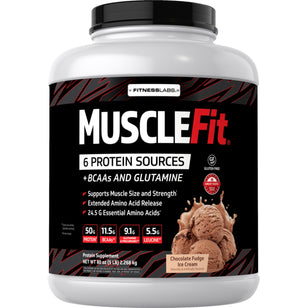 โปรตีน MuscleFIt (ไอศกรีมช็อกโกแลต) 5 ปอนด์ 2.268 กก. ขวด    