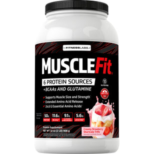 MuscleFit Protein Powder (Creamy Strawberry Shortcake Trifle), 2 lb (908 g) Bottle