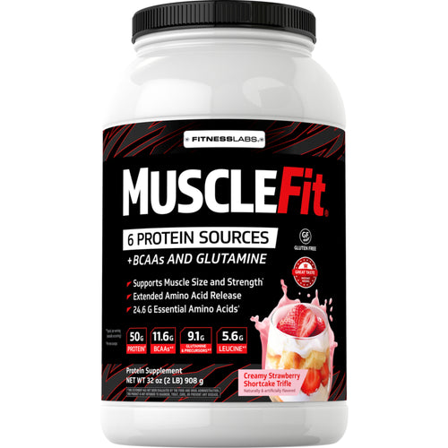 โปรตีน MuscleFIt (ไอศกรีมสตรอว์เบอร์รี) 2 ปอนด์ 908 g ขวด    