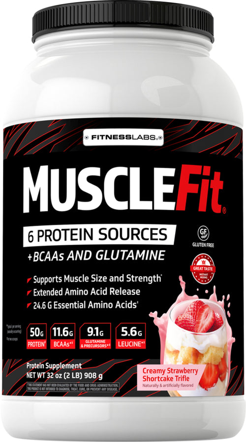 Proteina MuscleFIt (Gelato alla fragola) 2 lb 908 g Bottiglia    