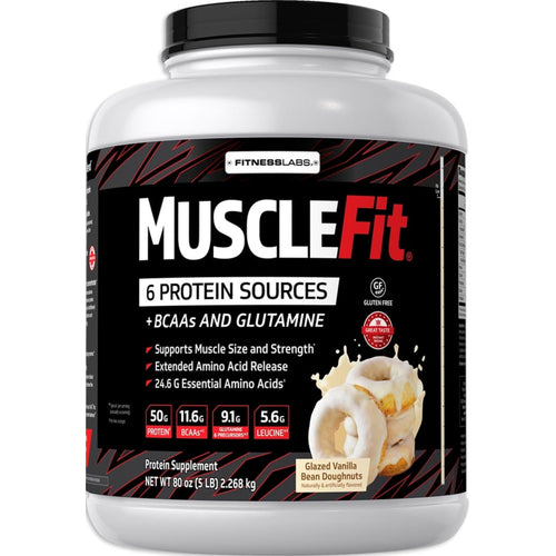 MuscleFit Protein Powder (Glazed Vanilla Bean Doughnuts), 5 lb (2.268 kg) Bottle
