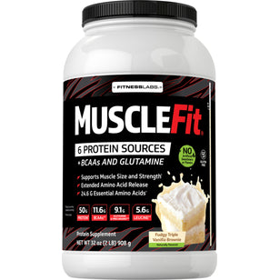 Proteína MuscleFit (sabor natural de baunilha) 2 lb 908 g Frasco    