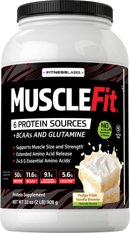 MuscleFIt proteïne (natuurlijke vanille) 2 pond 908 g Fles    