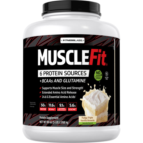 MuscleFit-protein (naturlig vanilje) 5 pund 2.268 Kg Flaske    
