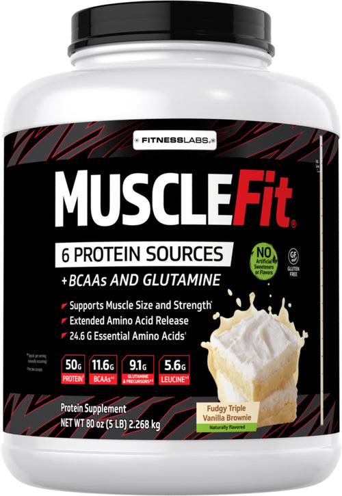 MuscleFit-protein (naturlig vanilje) 5 pund 2.268 Kg Flaske    