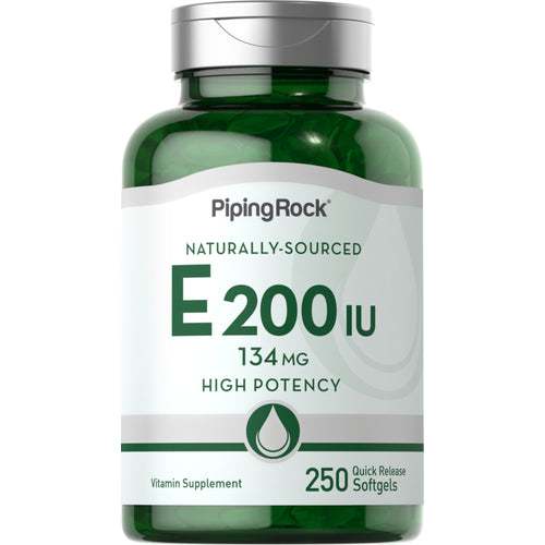 Vitamina E natural 200 IU 250 Cápsulas blandas de liberación rápida     