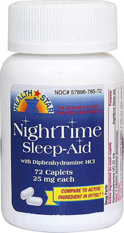 Somnifère Nighttime (Diphénhydramine HCl 25 mg) Comparé à Nytol 72 Tabletlər     