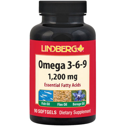 Oméga 3-6-9 Poisson, Lin, Bourrache 1200 mg 90 Capsules     