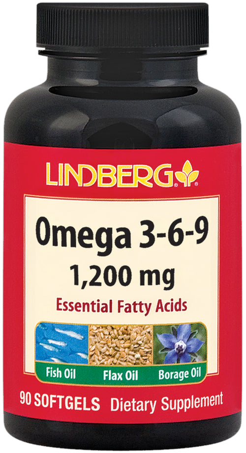 Oméga 3-6-9 Poisson, Lin, Bourrache 1200 mg 90 Capsules     