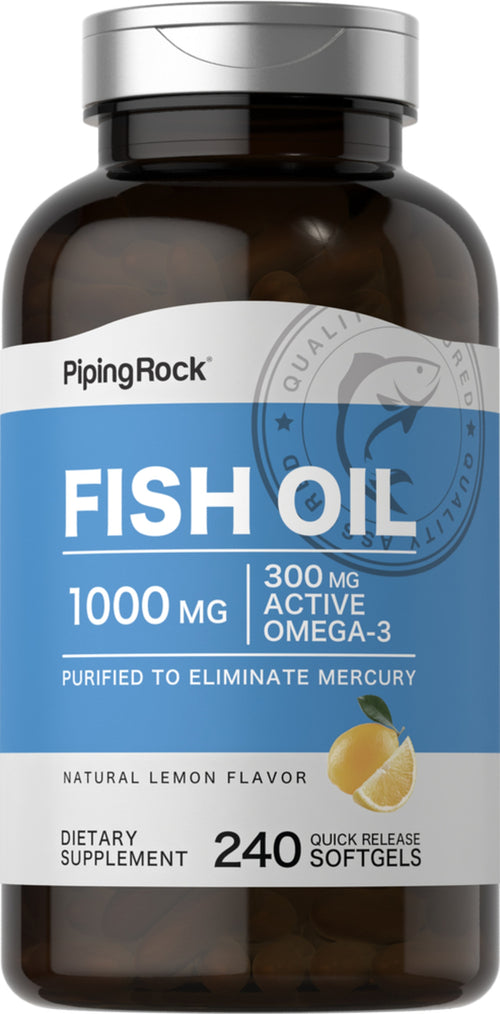 Omega-3 visolie citroensmaak 1000 mg 240 Snel afgevende softgels     