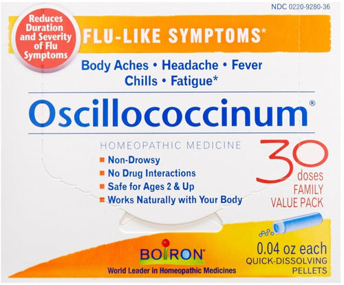 Oscillococcinum, homeopatisk middel mot kroppssmerter, frysninger, tretthet 30 Antall       