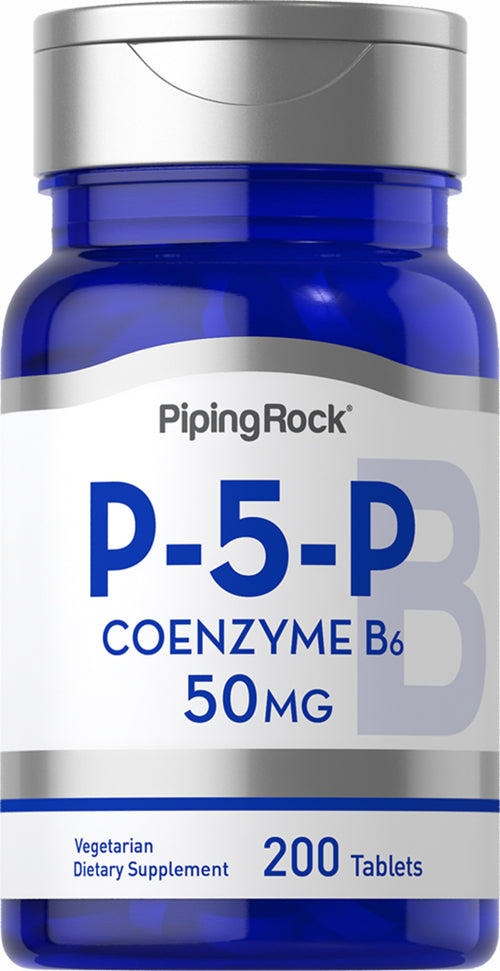 P-5-P (Pyridoxal 5-Phosphate) Coenzymated Vitamin B-6, 50 mg, 200 Tablets-Bottle