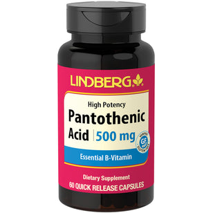 Ácido pantoténico  500 mg 60 Cápsulas de Rápida Absorção     
