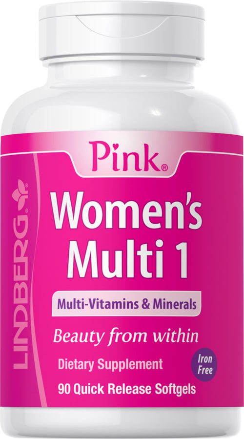 Комплекс витаминов и минералов для женщин Pink Multi 1, не содержит железо 90 Быстрорастворимые гелевые капсулы       