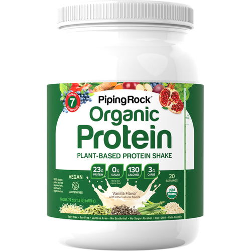 Plant Based Protein (Creamy Vanilla Bean) (Organic), 24 oz (680 g) Bottle