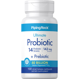 Probiotic 14 Strains 50 Billion Organisms plus Prebiotic, 100 Vegetarian Capsules Bottle