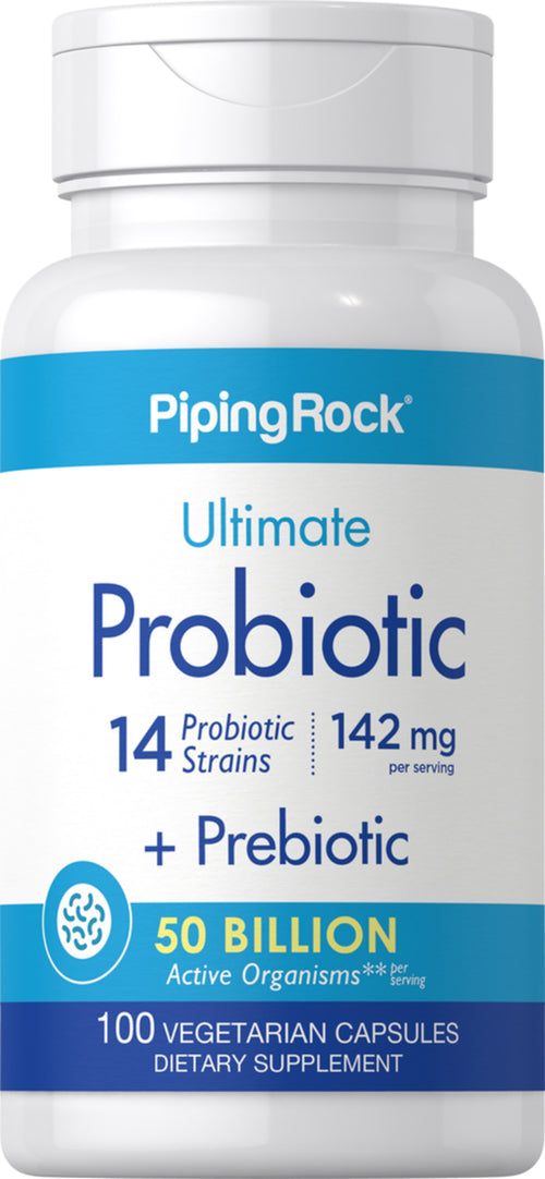 Probiotic 14 Strains 50 Billion Organisms plus Prebiotic, 100 Vegetarian Capsules Bottle