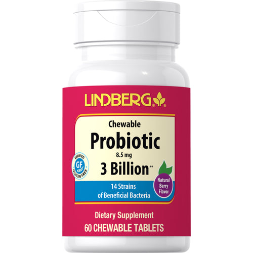 Probiotiske tyggbare 3 milliarder 14 stammer (naturlig bær) 60 Tabletter som kan tygges       