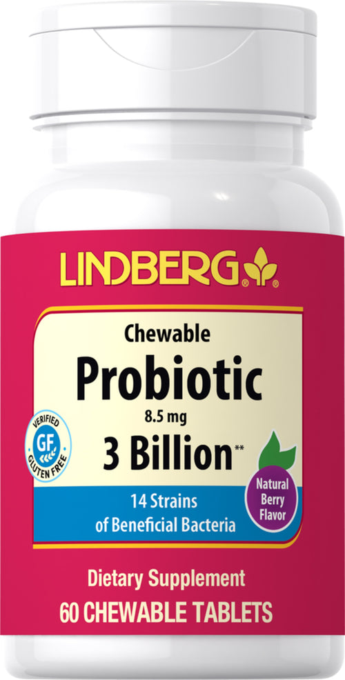 Comprimidos masticables con probióticos, 3000 millones de organismos y 14 cepas (sabor natural a baya) 60 Tabletas masticables       