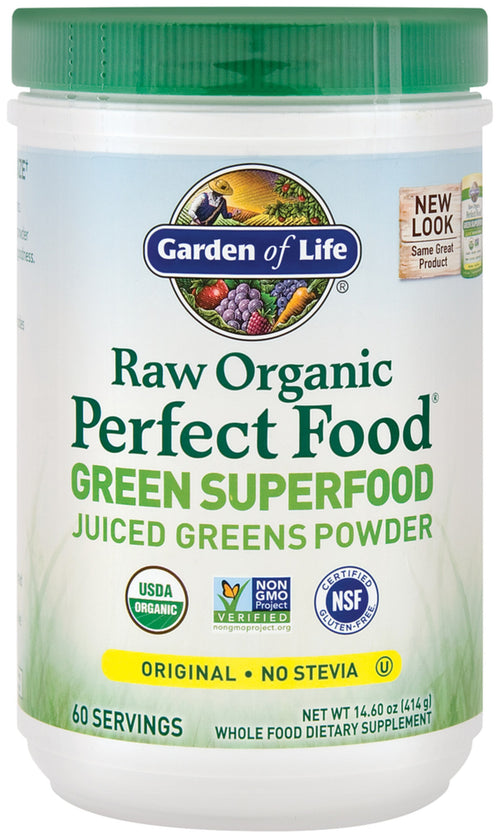 Rått organisk grønt supermatpulver fra Perfect Food 14.6 ounce 414 g Flaske    