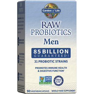 Raw Probiotics สำหรับผู้ชาย,85 พันล้าน CFU 90 แคปซูลผัก     