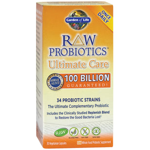 Probióticos Raw Probiotics Ultimate Care,100 Mil millones CFU 30 Cápsulas vegetarianas     