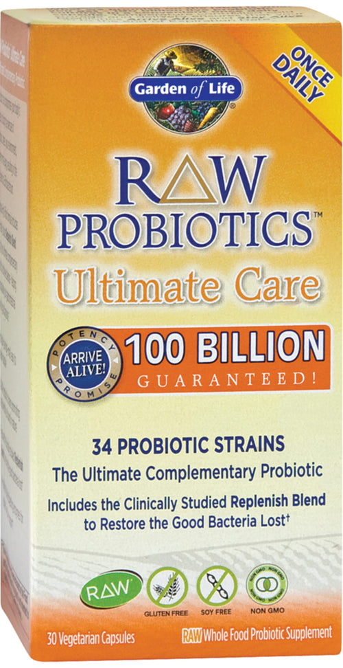 Raw Probiotics Ultimate -hoito,100 Miljardia CFU-yksikköä 30 Kasviskapselit     