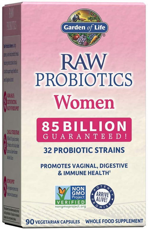 Probióticos para mujeres Raw Probiotics,85 Mil millones CFU 90 Cápsulas vegetarianas     