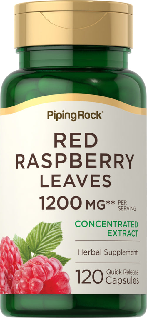 Rote Himbeerblätter  1200 mg (pro Portion) 120 Kapseln mit schneller Freisetzung     