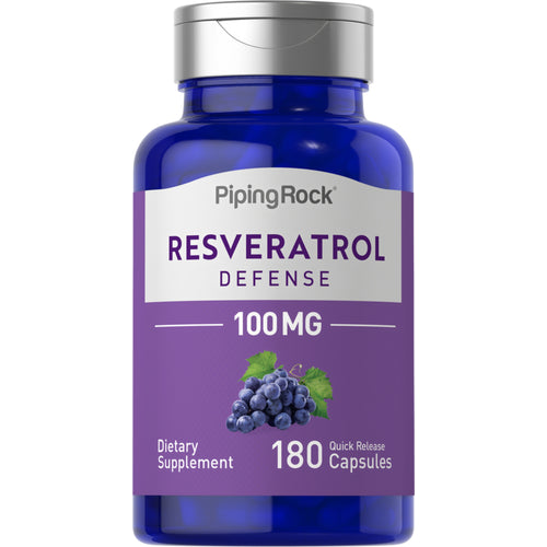 Resveratrol Defense, 100 mg, 180 Quick Release Capsules Bottle