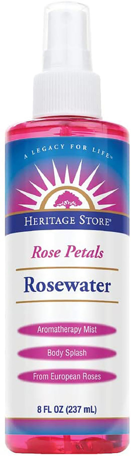 Roseblader rosevann 8 ounce 237 mL Flaske    