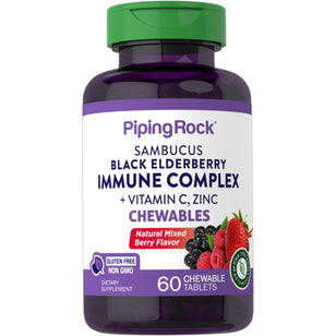 Sambucus, musta seljanmarja -immuuniyhdiste C-vitamiinin ja sinkin kanssa (luonnonmarja) 60 Pureskeltavat tabletit       