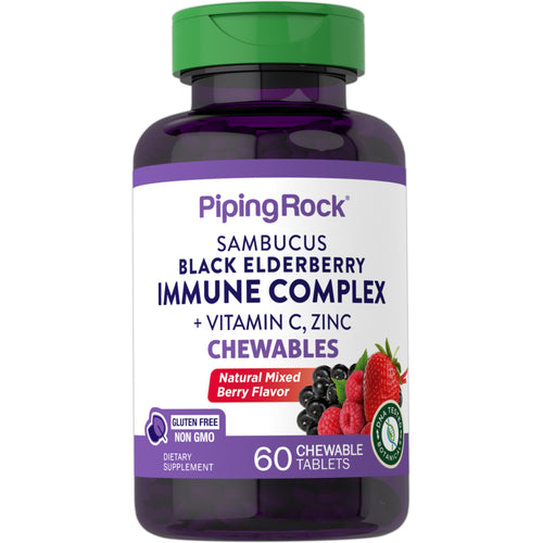 Sambucus Black Elderberry Immune Complex with C & Zinc (Natural Berry), 60 Chewable Tablets